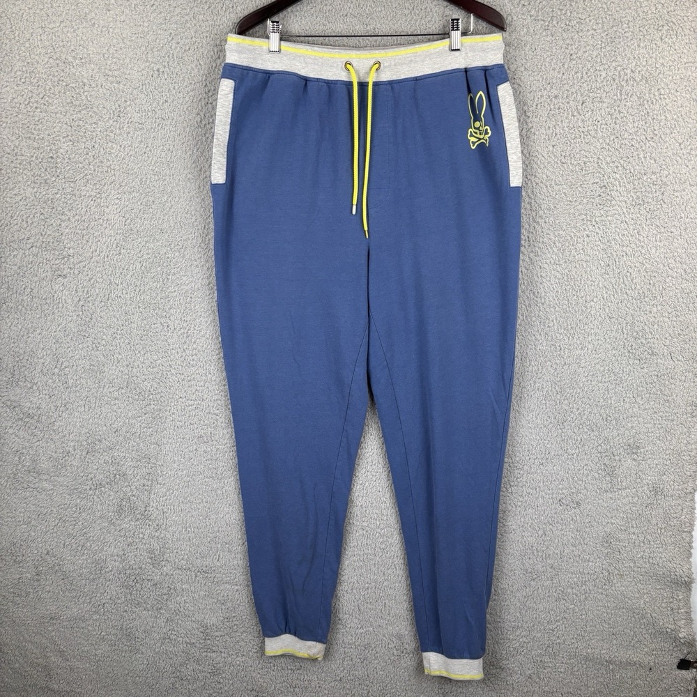 Psycho Bunny Jogger Sweatpants Mens XL Blue Gray Drawstring Logo Soft Tapered